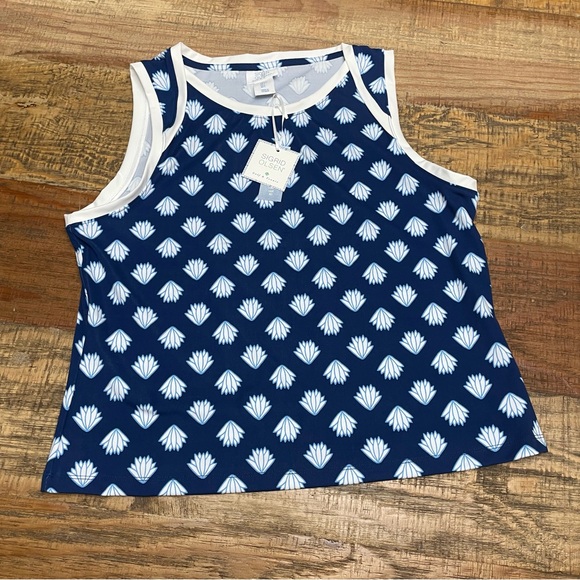 Sigrid Olsen Tops - Sigrid Olsen Large Golf & Tennis Polo Collar Top pickleball navy upf prep